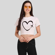 Women's Cotton Blend Graphic Print Crop T-Shirt